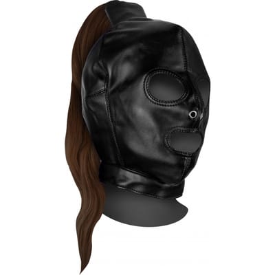 OUCH! Masker met bruine paardenstaart - Zwart