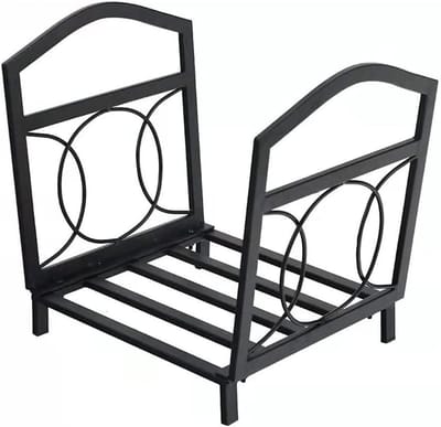Brandhout Opbergrek - Hout Opslagrek - Open Haard Opslag - Grote Capaciteit - 31*41*44cm - Zwart