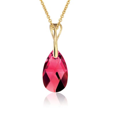 Montebello Ketting Pia DG512H - Swarovski Druppel - 925 Zilver Verguld - 16mm - 50cm