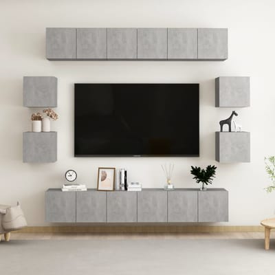 vidaXL - 10-delige - Tv-meubelset - bewerkt - hout - betongrijs