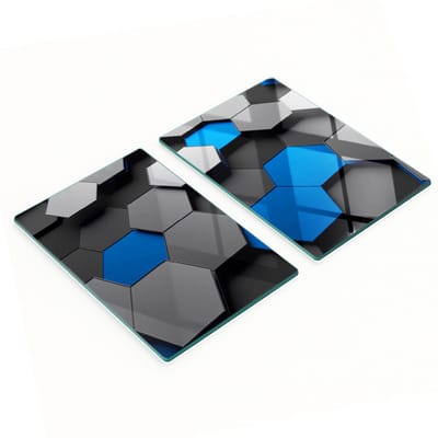 Twee decoratieve keukenplanken van gehard glas met 3D-print, 2x40x52 cm