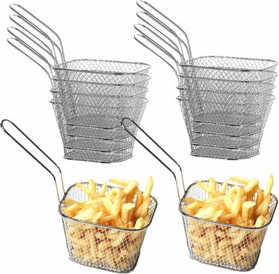 Pack of 10 Deep Frying Baskets, Small Stainless Steel Deep Frying Baskets with Long Handle, Mini Fryer Basket for - ShopVlot