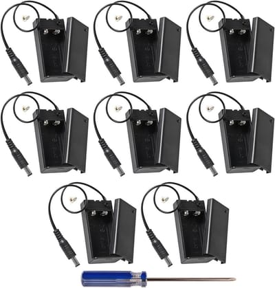 9V Kunststof Batterijhouders met DC-Stekker en Aan/Uit-Schakelaar - 8 Stuks