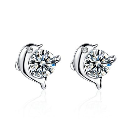 Lumici® | Dolfijntje Oorbellen - Kristallen oogjes - Zilveren dolfijntjes - Zee - Natuur - Zwemmen - Vriendschap - Vrienden - Duiken - Orkas - Vissen - Oorbellen - Earrings - Kristallen oogjes