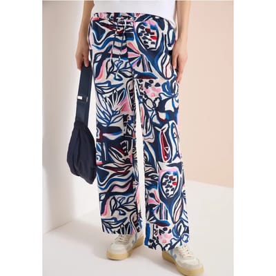 High Waist broek met Wide Legs en print