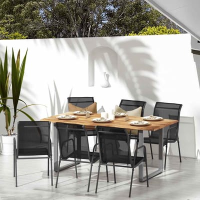 vidaXL - Tuinstoelen - 6 - st - staal - en - textileen - zwart