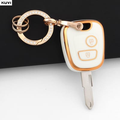 Roze TPU Auto Afstandsbediening Slimme Sleutel Hoes Cover Shell Fob Sleutelhanger Voor Peugeot 107 206 207 307 Voor Citroen C1 C2 C3 C4 Voor Toyota Aygo white