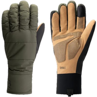 BBB Cycling PufferShield Fietshandschoenen Winter - 0 - 5 ℃ - Wind & Waterproof - Wielrenhandschoenen Heren en Dames - Olijf Groen - Maat S - BWG-41