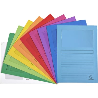 Exacompta FOREVER® Pak van 10 venstermappen 120g/m2 - 22x31cm voor A4 - Geassorteerd - 50200E