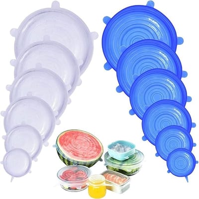 Famanu - Deksel van siliconen, uittrekbaar, BPA-vrij, universeel deksel in 6 verschillende maten, voor magnetron, oven, koelkast, vaatwasser, 12 stuks