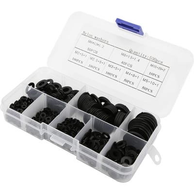 500 stuks/doos Nylon Ringen Set M2 M2.5 M3 M4 M5 M6 M8 M10 Hardware Bevestigingsmiddelen AccessoiresWit