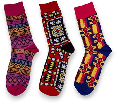 Afrikaanse sokken / Afro sokken / kente / Mud / Samakaka print - Set van 3 paar IHINRON - Afrika print kousen / Happy Colorful Socks / Vrolijke sokken Maat 41-46