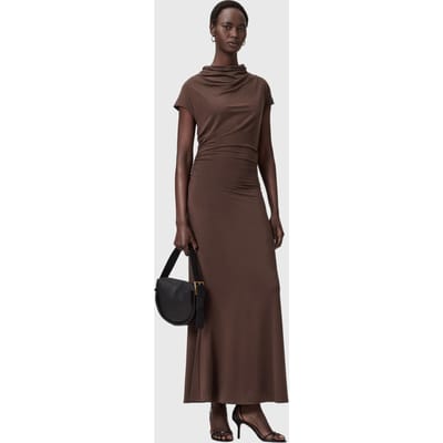 AllSaints Selena Dress Bitter Brown Taglia: 4 | Maxi abiti Outlet | Donna | Marrone