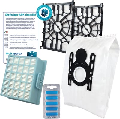 Multaparts® stofzuiger-APK set geschikt voor Bosch Move On & serie 6 | Complete onderhoudsset met stofzuigerzakken type G-ALL (10 x), motorfilter (2 x), HEPA filter, geursticks (5 x), APK-checklist & APK-sticker | Je stofzuiger weer als nieuw