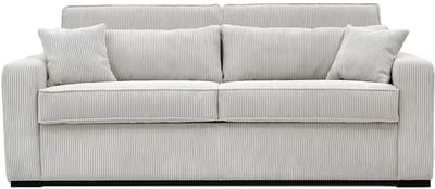 Vente-unique Express-vierzitsslaapbank van beige ribfluweel - Bed met brede latten 160 cm - Matras 16 cm - MONDOVI