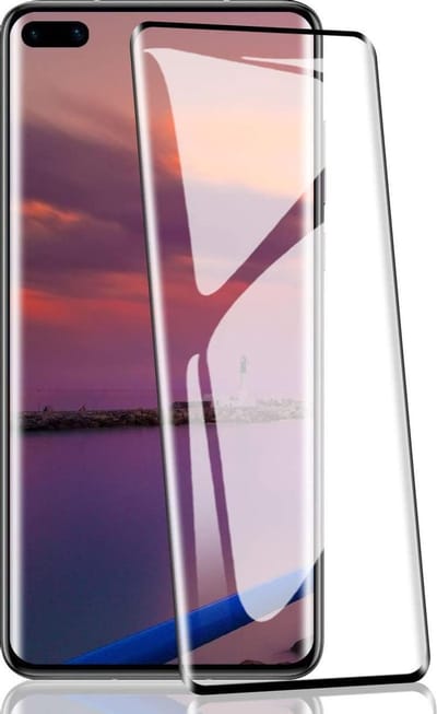 Screenprotector Glas - Full Curved Tempered Glass Screen Protector Geschikt voor: Huawei P40  - 1x