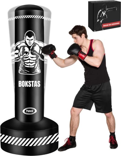 SAVI® Bokspaal - Fitness - Bokszak - Zwart - ‎60cm x 60 cm x 180 cm
