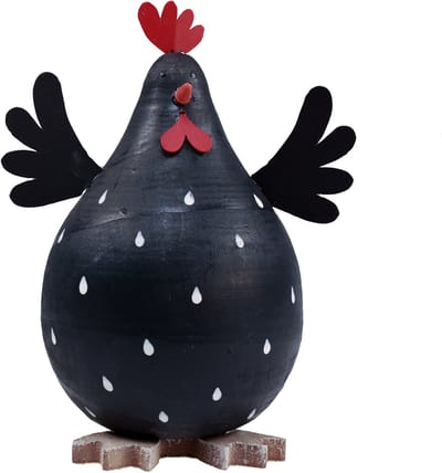 Decoratieve kip zwart houten decoratie kip Paasdecoratie hout H13cm
