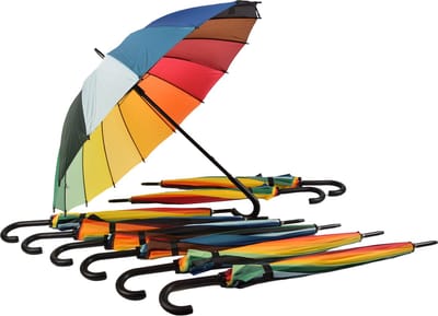 Paraplu 9 stuks - Set van 9 Regenboog Paraplu voor Volwassenen - 98cm Diameter | Windproof met Haak Handvat - Multi Collors - LGBTQ Paraplu