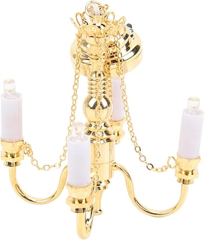 Poppenhuis Kroonluchter - Miniatuur Lamp - Poppenhuis Decoratie - Levensecht Ontwerp - Schaal 1:12 - Goud