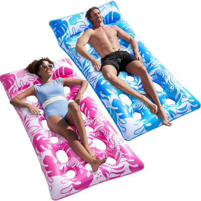 Tanning bed – Tanning pool – Opblaasbaar luchtbed – Zwembadmatras met rugleuning – Zwembad ligbed volwassenen – Drijvend luchtbed – Pool float – Opblaasbare tanning lounger – Luchtbed met bekerhouder –