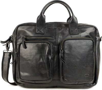 Bear Design Barley Leren Laptoptas - 14 inch - Zwart