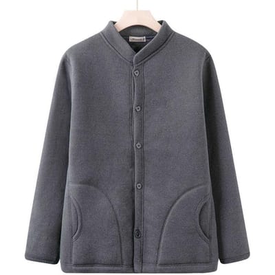 De Warme Kleding voor Ouderen Plus Dikke Cardigan met Fluweel voor Heren Opa- en Papa-kleding Herfst- en Winterjas Middelbare en Oudere Leeftijd Cardigan Top 3XL black