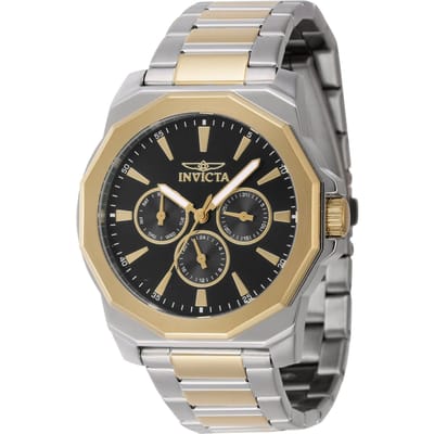 Invicta Speedway 46845 Heren Horloge - Waterdicht - Analoog - Quartz Uurwerk - Roestvrij Staal met zwarte Wijzerplaat - 42mm