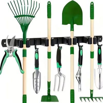 FSW-Products - Wandhouder Gereedschap met Haken – Voor Tuin, Garage en Schoonmaaktools – Ruimtebesparend Ophangsysteem