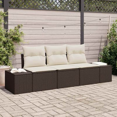 vidaXL Bankstel 3 st Bruin poly rattan