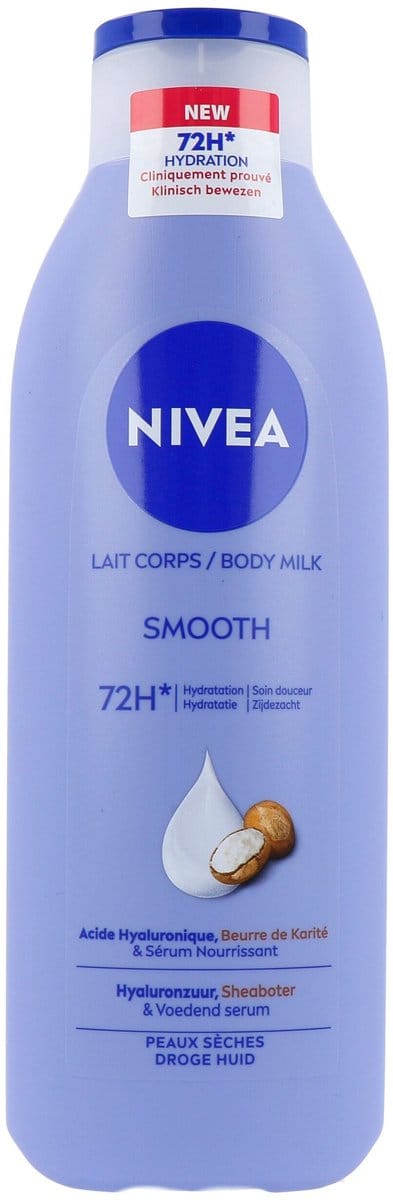 NIVEA Zijdezachte Body Milk - Hyaluronzuur, Voedend Serum en Sheaboter - Body Melk met 72uur Hydratatie - Voor Droge Huid - 250 ml