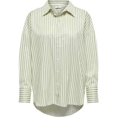 Jacqueline de Yong Blouse Jdyvesper L/s Loose Shirt Wvn Noos 15338857 Cloud Dancer/ Laurel Green Dames Maat - M