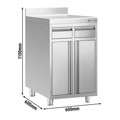GGM Gastro Arbeitsschrank - für Kaffeemaschine - 600x600mm - mit 2 Flügeltüren, 2 Schubladen & Aufkantung
