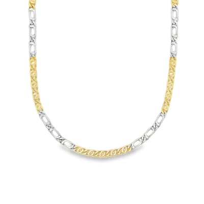 Juwelier Zwartevalk 14 karaat gouden bicolor ketting met valkenoog schakel - ZV 576/60cm