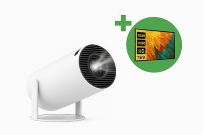 Mini Beamer 2026 + 100'' Projectiedoek – Pro Versie – Draagbare Mini Projector – Android 12.0 – Screen Mirroring – Home Cinema – Compacte Beamer