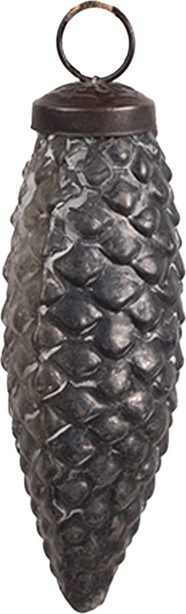Clayre & Eef Kerstbal Overig Ø 5x11 cm Zilverkleurig Bruin Glas Kerstballen