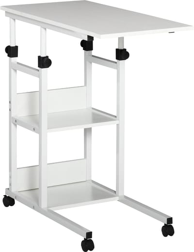 Laptoptafel op Wielen - Bedtafeltje - Bijzettafel - Wit
