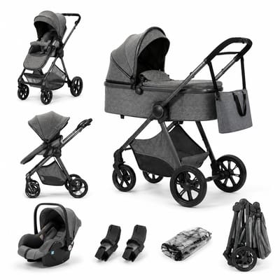 HOB Kinderwagen 3 in 1 - Kinderwagen - Buggy - Multifunctioneel - Incl Autostoel - 0 - 20 KG - Met Handige Tas - Grijs