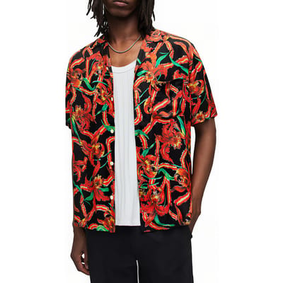 AllSaints Mesquida Ss Shirt Jet Black Size: XS | Casual Shirts Outlet | Heren | Zwart