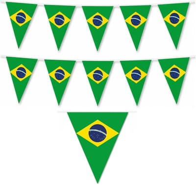 Funny Fashion Brazilië vlaggenlijn thema versiering - 2x - 500 cm - landen - kunststof