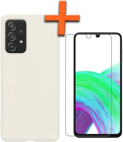 Hoes - Met Screenprotector - Geschikt voor Samsung Galaxy A33 - Sterk & Shockproof - Back Cover - Siliconen Case - Telefoon Hoes - Wit