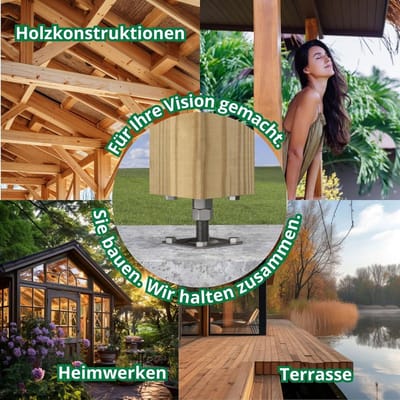 Verstelbare Paaldrager Schroefhuls M20 - Hoogte 50-200mm - Ankerplaat 80x80mm voor Houten Palen