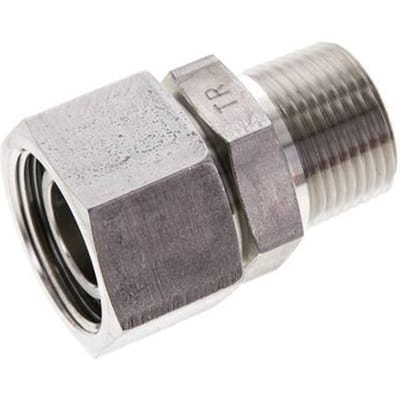 22L & 3/4'' NPT RVS Rechte Draaidoorvoer Buitendraad 160bar FKM O-ring en Afdichtconus Verstelbaar ISO 8434-1