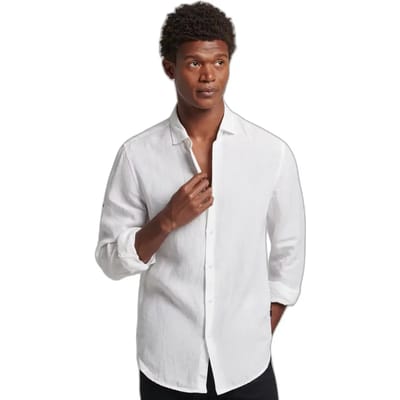 Superdry - Casual linnen overhemd met lange mouwen - Heren - Lange mouwen shirts