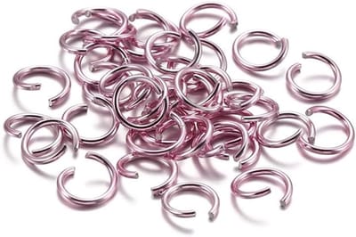 Set van 300 Kleurrijke Open Bending Ringen voor DIY Sieraden, Armbanden en Oorbellen - Lichtroze 8mm Aluminium