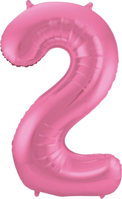 Folat - Folieballon Cijfer 2 Roze Metallic Mat - 86 cm