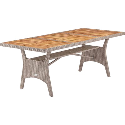 Casaria Polyrattan Tafel - FSC® gecertificeerd Acaciahout – Beige