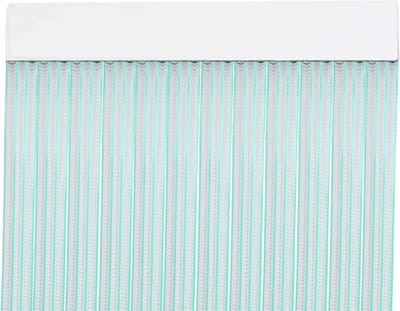 MERCURY TEXTIL Deurgordijn, pvc-strepen, 210 x 90 cm, voor buitendeur, transparant + groene snede P7