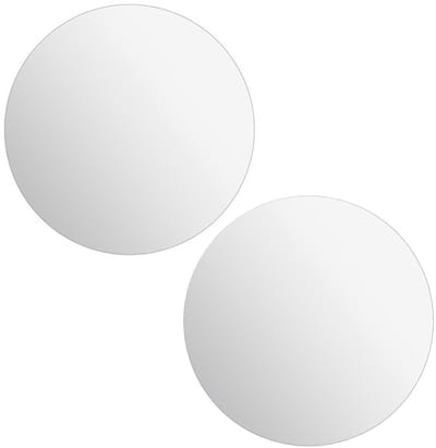 5Five Plak spiegel tegels - 2x stuks - glas - zelfklevend - D39.9 cm - rond - muur/deur/wand