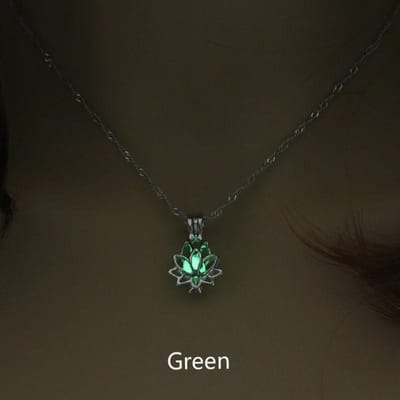 Lichtgevende Maanlicht Lotus Hanger Ketting, Vrouwelijke Sieraden, Zacht Lichtgevende Ketting black